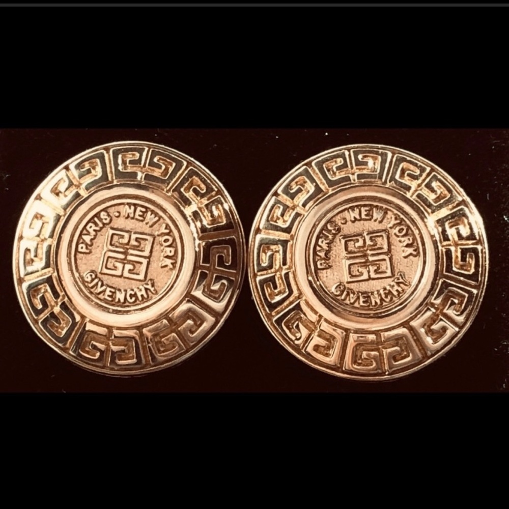 Vintage Givenchy Logo Pierced Earrings 80s